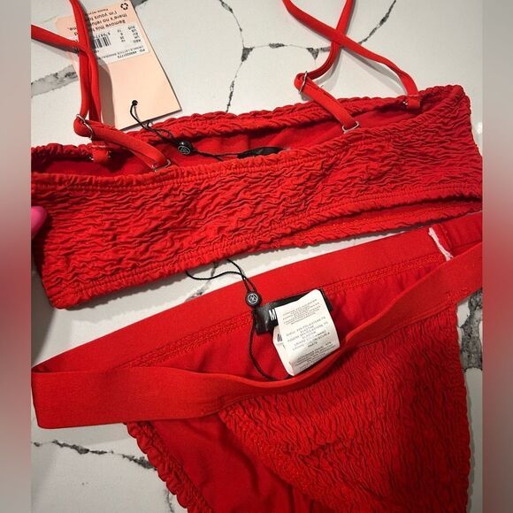 Red Textured Bikini Set - Picture 2 of 5